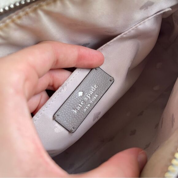 KATE SPADE Grey Leather Patterson Drive Dome Crossbody Messenger Bag Mulberry - Picture 9 of 10